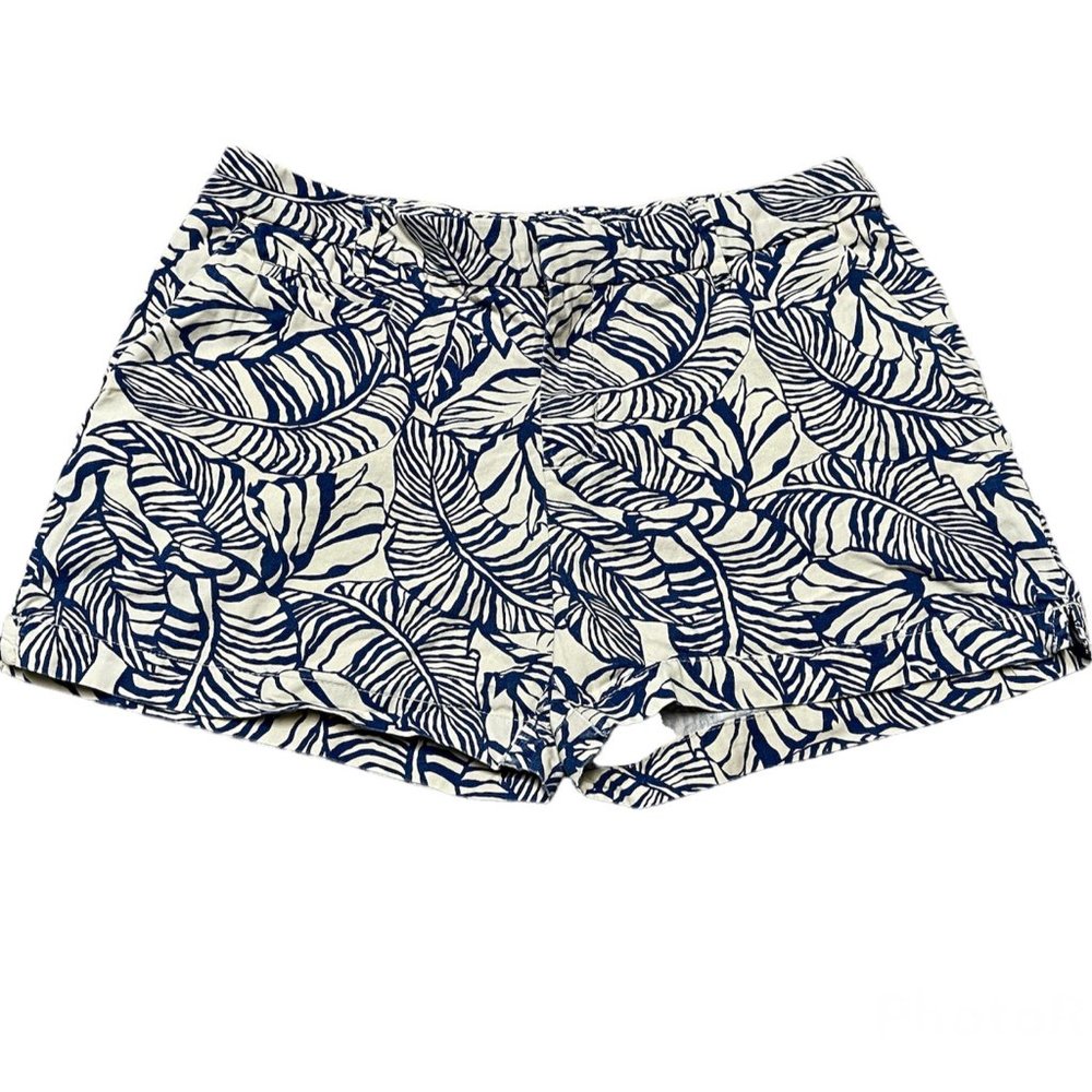 Patagonia Stretch All-Wear Cream Blue Tropical Leaf Shorts Women's Size 10